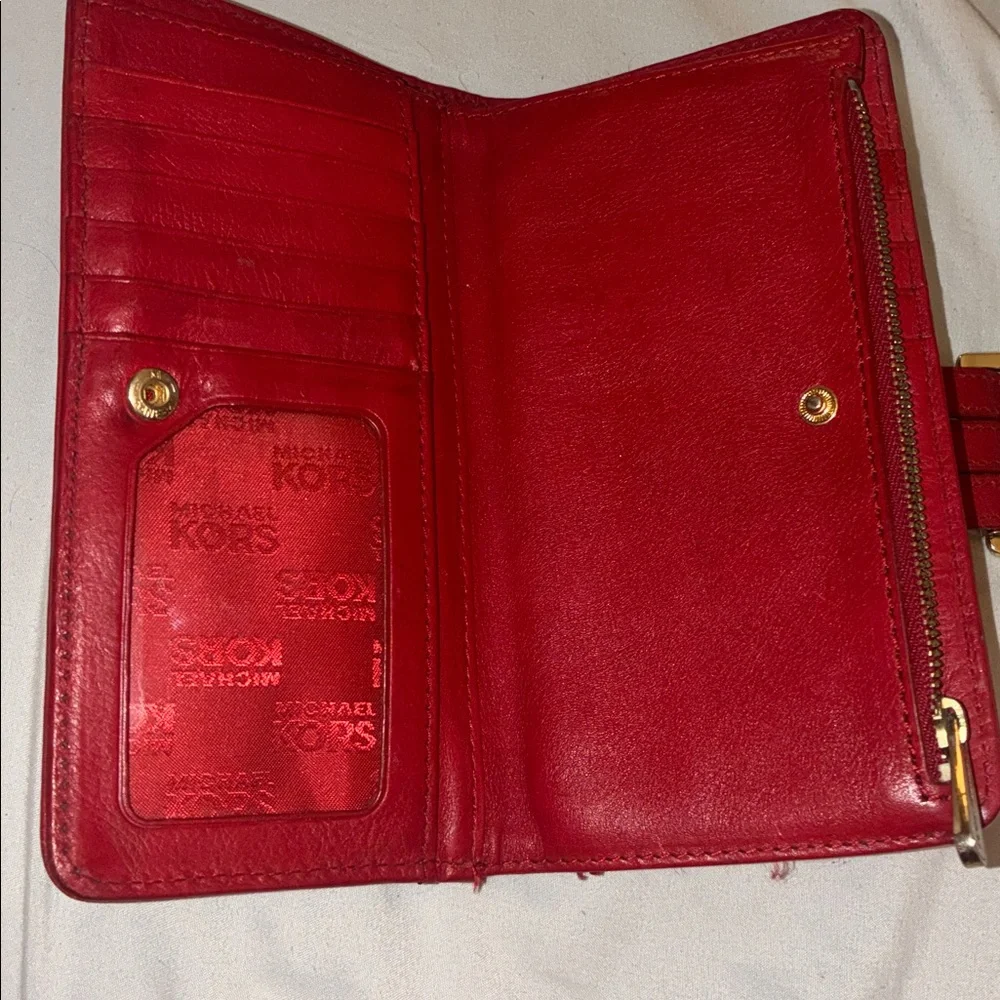 Michael Kors‎ Red Wallet with Gold Buckle